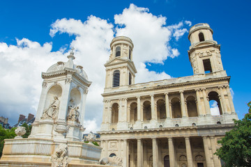 Fototapeta na wymiar Saint Sulpice Church in Paris, France.