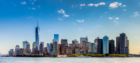 Paesaggio di città di new york con grattaciel