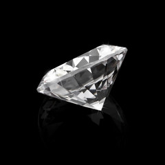 Shiny diamond on black background