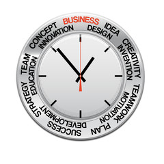 icon clock , red arrow specifies in a word business