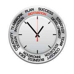 icon clock , red arrow specifies in a word motivation