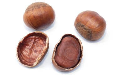 Chest nut roast isolated on the white background