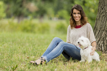 Young woman with a dog