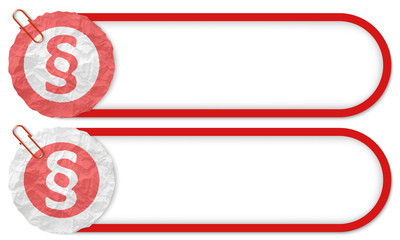 two buttons with texture crumpled paper and paragraph