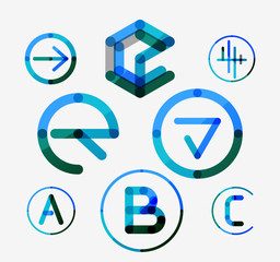 Logo set, thin line clean style