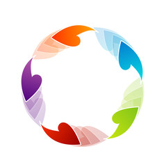 Rainbow colored floral design element or logo for web use