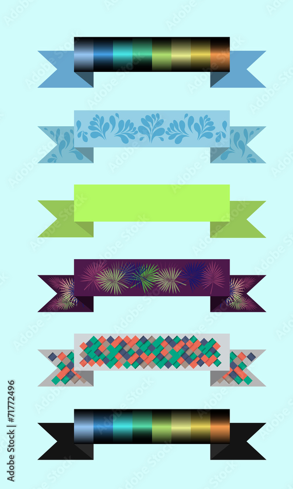 Aufkleber set of colored ribbons with a pattern for a website