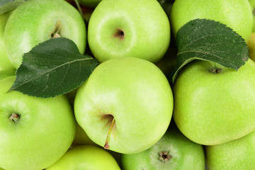 Ripe green apples close up