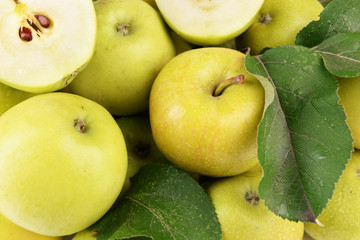 Ripe green apples close up