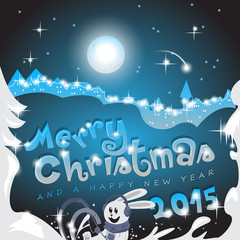 Merry Christmas Lettering, Cartoon Background