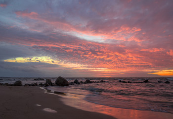 beautiful sea landscape after sunset in Northern Europe