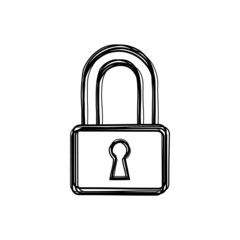 Vector of sketch doodle, lock icon on isolated background