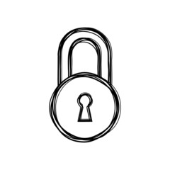Vector of sketch doodle, lock icon on isolated background