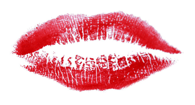 Lipstick kiss isolated on white