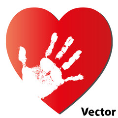 Vector child hands over a red heart