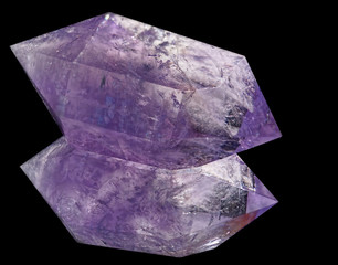 Amethyst crystal on black glass