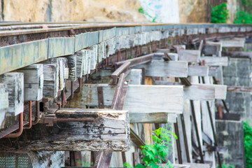 Fototapeta na wymiar Death wooden railway at Kanchanaburi, Thailand.