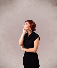 Portrait of a young cute girl with empty copy space