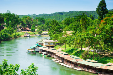 Fototapeta premium Natural View of the River Kwai at Kanchanaburi of Thailand.