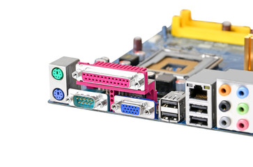Connector of computer motherboard, isolated on white background