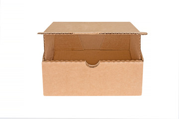 Open shipping cardboard box isolated