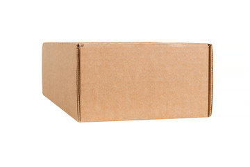 Closed shipping cardboard box isolated