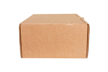 Closed shipping cardboard box isolated