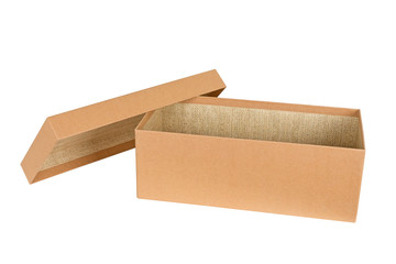 open shipping cardboard box isolated