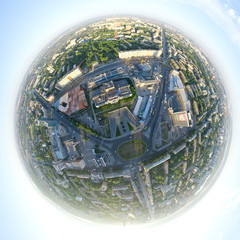 Aerial city view - little planet mode