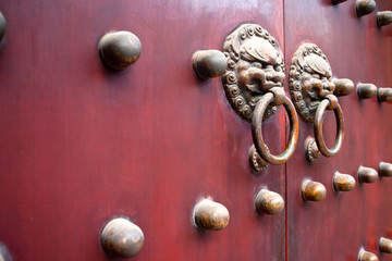 red chinese door as background