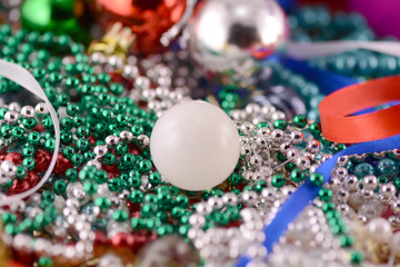 white christmas balls with diamonds set, new year decoration