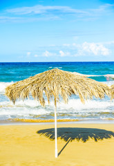 Fototapeta na wymiar beach umbrellas cyprus
