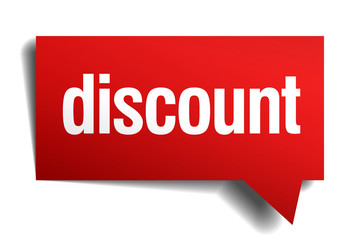 discount red 3d realistic paper speech bubble