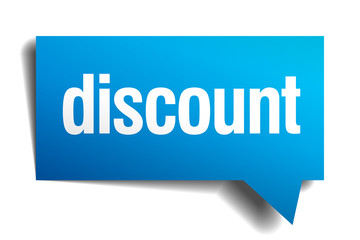 discount blue 3d realistic paper speech bubble
