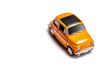 Toy car model on white background