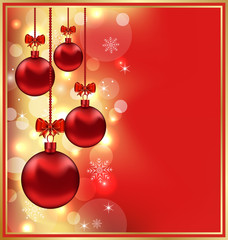 Holiday glowing background with Christmas balls