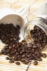 Coffee beans in a jar.
