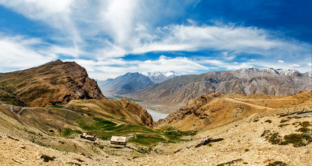 Panorama of Spiti valley in Himalayas