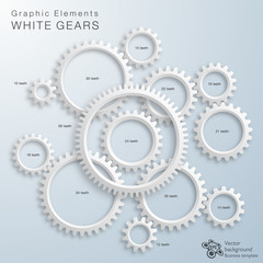 White Gears and cog, 12-60 teeth #Vector Graphic Elements