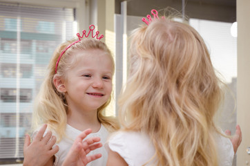 blond girl smiling