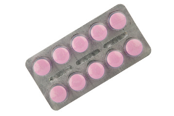 Pink tablet in blister pack