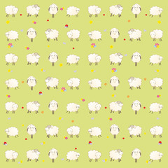 wallpaper with lambs on a green background
