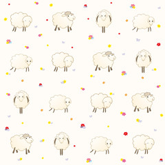 Fototapeta premium wallpaper with lambs on a gentle background