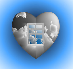 Window with sky in heart