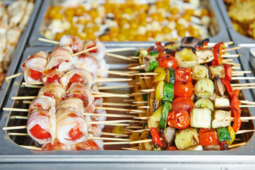 catering service table with food set