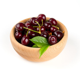 cherry in a wooden bowl