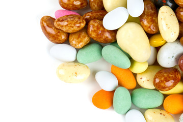 colorful glaced and chocolate covered nuts and raisins