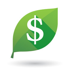 Green leaf icon with a currency sign