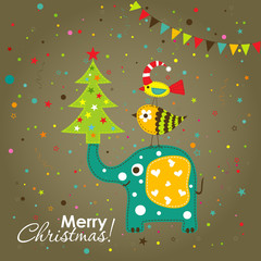 Template Christmas greeting card,  vector