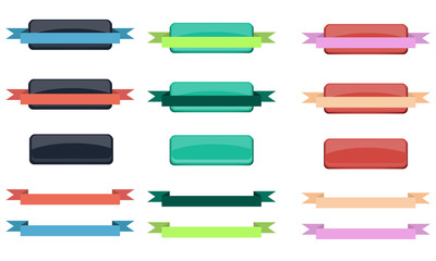 Fototapeta premium Set of buttons with ribbons for decoration website